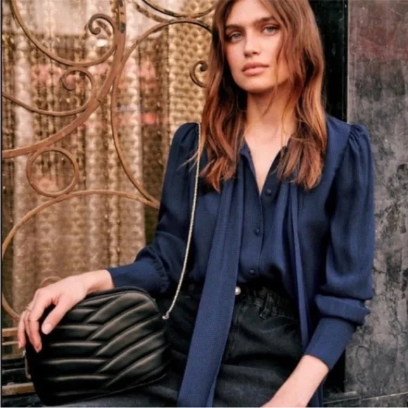 Sézane Laurya Top Navy - Sz 34 - Picture 2 of 5